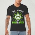 Dogs And Weed Dad Mom Dog Lover Cannabis Marijuana For Men Women Men's V-Neck T-Shirt
