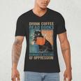 Drink Coffee Read Books Dismantle Systems Of Oppression Cat Men's V-Neck T-Shirt
