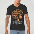 Education Is Freedom Afro Woman Book Illustration Men's V-Neck T-Shirt Education Is Freedom Afro Woman Book Illustration Men's V-Neck T-Shirt