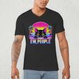 Ew Cat Misanthrope Introvert Synthwave 80s Men's V-Neck T-Shirt