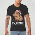 Ew People Capybara Christmas Lights Introvert Humor Men's V-Neck T-Shirt