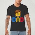 Family Dad Master Builder Building Bricks Blocks Fathers Day Men's V-Neck T-Shirt