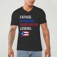 Father Husband Puerto Rican Legend Proud Dad Rico Flag Men's V-Neck T-Shirt