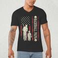 Father's Day Baseball Papa USA Flag Dad Men Baseball Men's V-Neck T-Shirt
