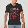 My First Valentine As Dad 2025 For a Proud New Father Men's V-Neck T-Shirt