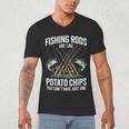 Fishing Rods Are Like Potato Chips Dad Fisherman Men's V-Neck T-Shirt