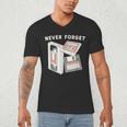 Never Forget VHS Tape Cassette Floppy Disk Nostalgia 80s 90s Men's V-Neck T-Shirt
