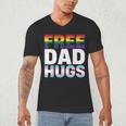 Free Dad Hugs Pride Flag Month LGBTQ Transgender Support Men's V-Neck T-Shirt