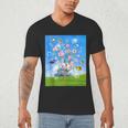 Frutiger Aero Aesthetic Tech Cherry Blossom Fishes Bubbles Men's V-Neck T-Shirt