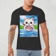 Frutiger Aero Aesthetic Tech Kawaii Ramen Cat Fishes Men's V-Neck T-Shirt Frutiger Aero Aesthetic Tech Kawaii Ramen Cat Fishes Men's V-Neck T-Shirt