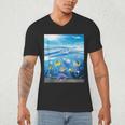 Frutiger Aero Aesthetic Tech Ocean Underwater Fishes Men's V-Neck T-Shirt