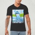 Frutiger Aero Aesthetic Tech Water Fishes Monitor Screen Men's V-Neck T-Shirt Frutiger Aero Aesthetic Tech Water Fishes Monitor Screen Men's V-Neck T-Shirt