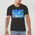 Frutiger Aero Beach Y2k Aesthetic Palm Tree Sand Ocean Men Women Girls Kids Men's V-Neck T-Shirt