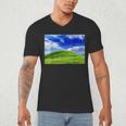 Frutiger Aero Meadow Aesthetic Y2k 2000s Ironic Nostalgic Men's V-Neck T-Shirt