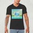 Frutiger Aero Y2k Aesthetic Palm Trees Cyber Beach World Men's V-Neck T-Shirt