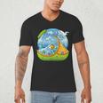 Frutiger Aero Y2K Fashion Trends Statement Piece Tech Orange Men's V-Neck T-Shirt