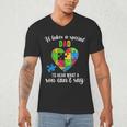 Fun Heart Puzzle Shirts Dad Autism Awareness Family Support Men's V-Neck T-Shirt