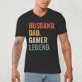 Gamer Husband Dad Video Game Legend Father's Day Men's V-Neck T-Shirt