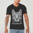 Glitch Weird Cat Kitten Optical Illusion Cat Mom Dad Men's V-Neck T-Shirt