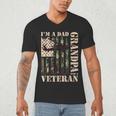 Grandpa Veteran Fathers Day Dad Veteran Camo American Flag Men's V-Neck T-Shirt