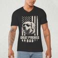Great Pyrenees Dog Dad American Flag For Father Men Men's V-Neck T-Shirt Great Pyrenees Dog Dad American Flag For Father Men Men's V-Neck T-Shirt