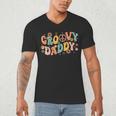 Groovy Daddy Birthday Party Peace Sign Dad 60s 70s Hippie Men's V-Neck T-Shirt