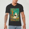 Groovy Ghost Reading Book Cat Halloween Ghost Teacher Men's V-Neck T-Shirt Groovy Ghost Reading Book Cat Halloween Ghost Teacher Men's V-Neck T-Shirt