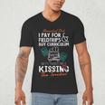 Homeschool Dad Kissing The Teacher Homeschool Dad Men Women Kids Men's V-Neck T-Shirt