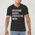 Husband Daddy Protector Hero For Dad Wife Small Men's V-Neck T-Shirt
