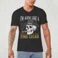 I'm Aging Like a Fine Cigar Skull Dad Retro Adult Men's V-Neck T-Shirt