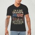 I'm A Dad Grandpa And Veteran Patriotic US Flag Veterans Day Men's V-Neck T-Shirt