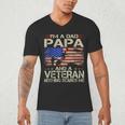 I'm A Dad Papa And Veteran Retro Dad Papa Grandpa Men's V-Neck T-Shirt