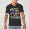 I'm A Dad Papaw And Veteran Retro Dad Papa Grandpa Men's V-Neck T-Shirt