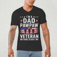 I'm A Dad Pawpaw And A Veteran Shirt Men Grandpa Fathers Day Men's V-Neck T-Shirt