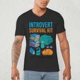 Introvert Book Lover Introvert Survival Kit Men's V-Neck T-Shirt
