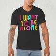 Introvert I Want To Be Alone Retro Wavy Men's V-Neck T-Shirt Introvert I Want To Be Alone Retro Wavy Men's V-Neck T-Shirt