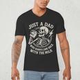 Just A Dad Who Always Came Back Skeleton Fathers Day Men's V-Neck T-Shirt