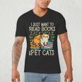 I Just Want To Read Books And Pet Cats Introvert Men's V-Neck T-Shirt