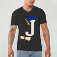 Kids Initial J Letter For Boys Preschool Graduation Kindergarten Men's V-Neck T-Shirt
