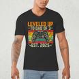Leveled Up To Dad Of 3 Three Daddy Again 2025 Father's Day Men's V-Neck T-Shirt