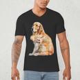 I Love Dad Patriotic Golden Retriever Canine Dog Lover Men's V-Neck T-Shirt