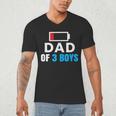 Matching Father's Day Low Battery Dad Of 3 Boys Men's V-Neck T-Shirt