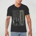 Mini Bernedoodle Dad Camo USA Flag DESIGN ON BACK Men's V-Neck T-Shirt Mini Bernedoodle Dad Camo USA Flag DESIGN ON BACK Men's V-Neck T-Shirt