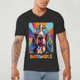 Mom & Dad Of a Basshole Basset Hound With Glasses -Adults Short Sleeve Men's V-Neck T-Shirt