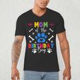 Mom And Dad Mom Of The Birthday Boy Dog Paw Family Matching Men's V-Neck T-Shirt