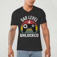 New Dad Shirt Dad Level 4 Unlocked For 4 Kids Gaming Men's V-Neck T-Shirt