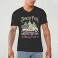 North Pole Tree Farm Merry Christmas Holiday Scene Nostalgia Men's V-Neck T-Shirt