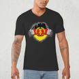 Nostalgia Chest Flag GDR Men's V-Neck T-Shirt Nostalgia Chest Flag GDR Men's V-Neck T-Shirt