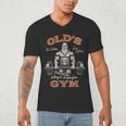 Old's Gym Logo Workout Dad Grandpa Weightlifting Old Men Gym Men's V-Neck T-Shirt