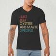 Oysters And Beer Lovers Introvert Quote Vintage Retro Men's V-Neck T-Shirt